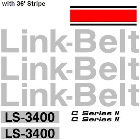 Aftermarket Link-Belt LS-3400 Excavator Decal Set w/ 36' of Stripe LBLS3400IIWSDECALSET